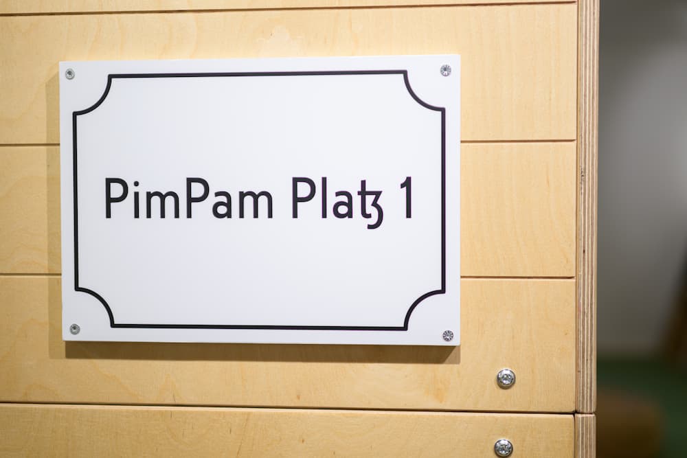 PimPam indoor playground, street sign PimPam square