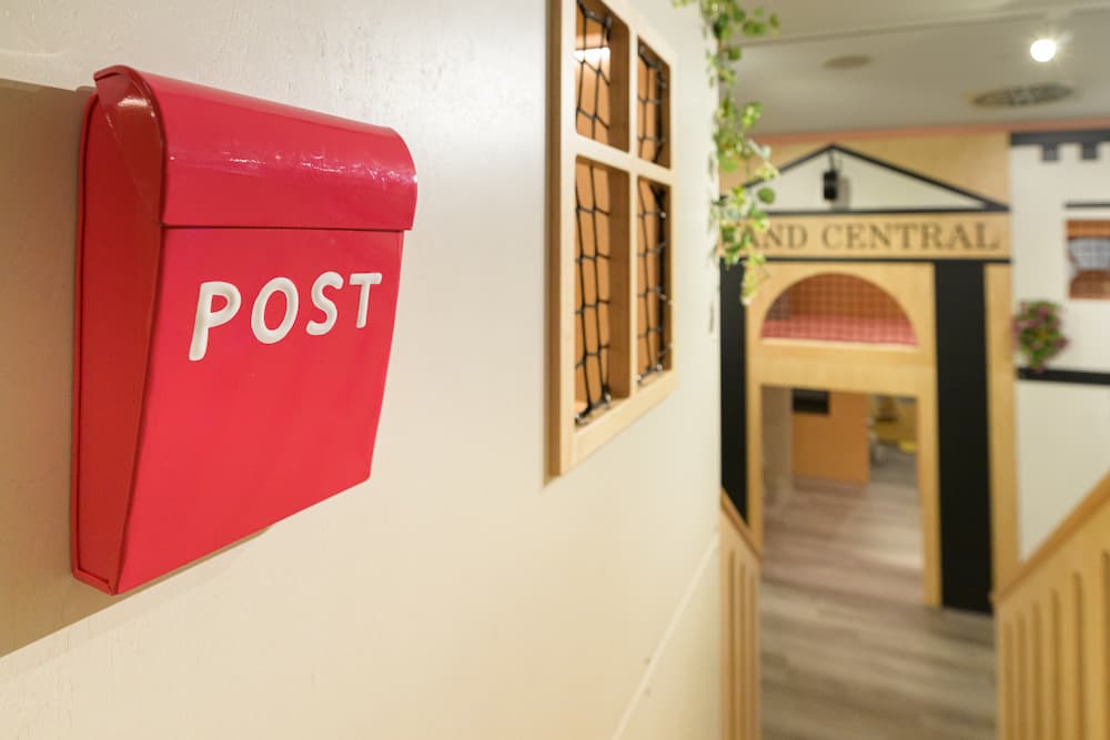 PimPam indoor playground, pink letter box